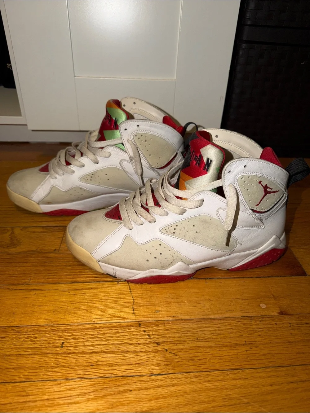 Nike Air Jordan Hare 7s High-Top Sneakers - White & Red